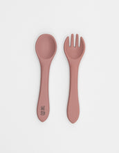 Load image into Gallery viewer, Dusty Pink Baby/Toddler Toddler Spoon &amp; Fork Set
