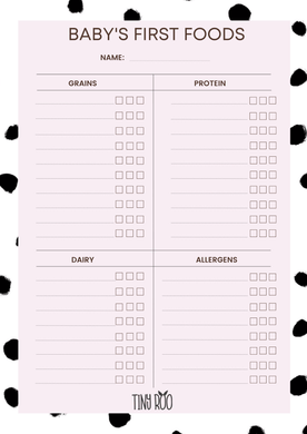 Baby's First Foods Checklist (PDF Digital Download) - #tinyroo#